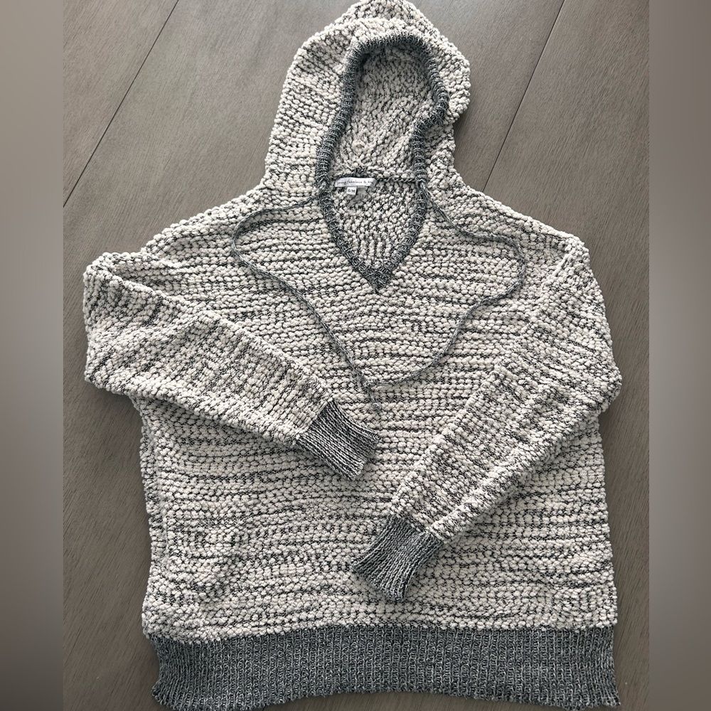 Young Fabulous & Broke Cream and Gray V-Neck Sweater